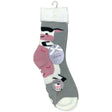 Legale 1 Pair Plush Socks Duo Layer Cow Design w/ Grip Grey One Size