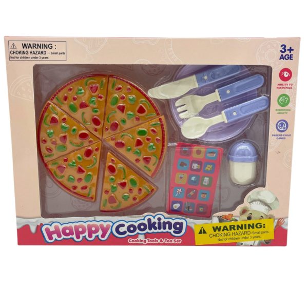 Pretend Play Pizza Kitchen Food Toy Set with Utensils and Accessories