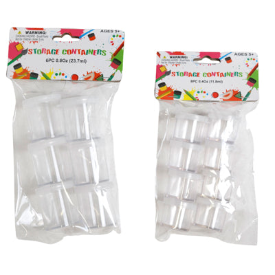 Craft Storage Plastic Jars 6 Or 8pc 2 Size/pbh