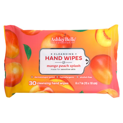 Hand Wipes 30ct 6x7 Scented Mango Peach Splash Ashley Belle Collection 30pc Counter Display