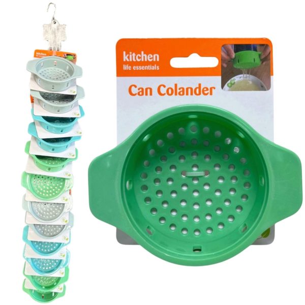 Kitchen Life Essentials Teal Plastic Can Colander on Clip Strip