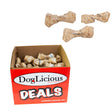 Dog Treats 4-5 Inch Knotted Bone Rawhide Chew Peanut Butter Counter Display