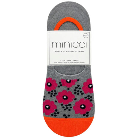 Minicci 3 Pair Poppies & Dots Color Assortment Liner Socks One Size