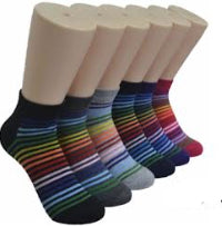 Women's Low Cut Novelty Socks - Two Tone Rainbow Stripe Print - Size 9-11