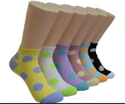 Women's Low Cut Novelty Socks - Two Tone Pastel Polka Dot Print - Size 9-11