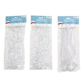 Garland Iridescent Crystal Bead 9ft 3ast Shapes Xmas Tcd