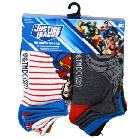 DC Justice League We Are Justice 10 Pack Kids No Show Socks in Sizes 6-8