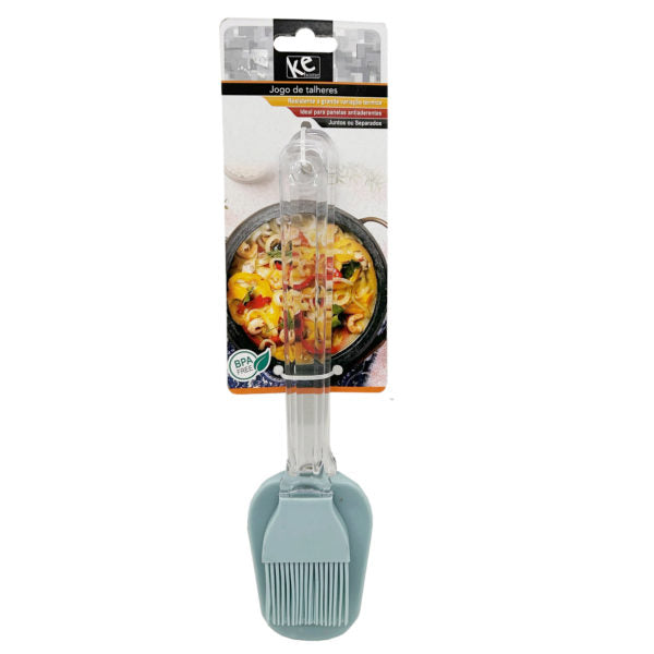 Silicone Spatula and Basting Brush with Plastic Handle Set of 2 in Assorted Colors