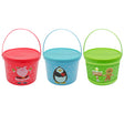 Cookie Bucket W/lid & Handle 3ast Santa/penguin/gingerbrd Prints 6.75 X 4.5in Upc Label