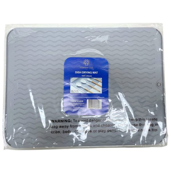 Dish Drying Mat 100% Silicone 16" x 12" in Gray