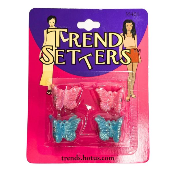 Trend Setters 4 Piece Shiny Butterfly Hair Clips in Pink and Blue