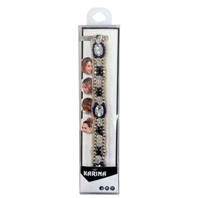 Karina Blue and Silver Beaded Headwrap