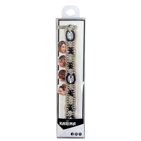 Karina Blue and Silver Beaded Headwrap