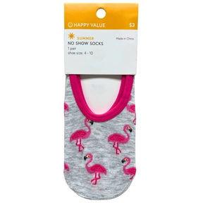 Happy Value Allover Flamingo No Show Socks in Sizes 4-10