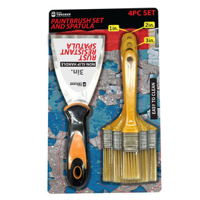 Wall Paint Brushes and Scraper Tool Accessory 4 Piece Set