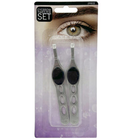 2 Pack Beauty Eyebrow Tweezers with Textured Grip