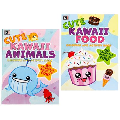 Coloring & Activity Book Cute Kawaii Animals/food 80pg 2asst Per 24pc Counter Display