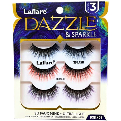 LaFlare Dazzle & Sparkle 3D Colorful Tips 3 Pack Lashes