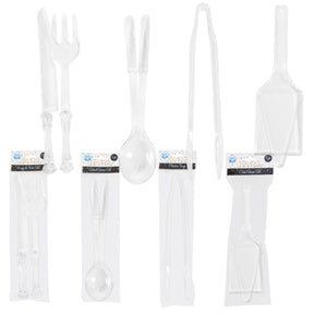 Serving Utensils Clear Plst 2pc Cake/salad/knife & Fork-1pc Tong Party Printed Pb