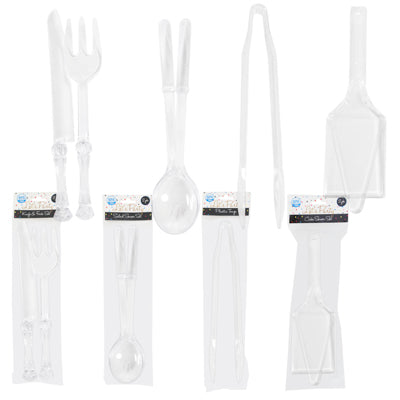 Serving Utensils Clear Plst 2pc Cake/salad/knife & Fork-1pc Tong Party Printed Pb