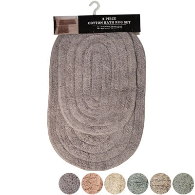 Bathroom Rug Set 2pc Oval 4 Colors Non-slip Spray