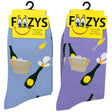 FOOZYS Crew Socks Assorted Blue & Purple with Champagne Design Size 9-11
