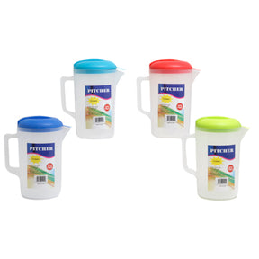 Pitcher 2l 4 Assorted Colors With 4 12 Oz Plastic Glasses