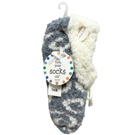 Legale 1 Pair Cozy Slippers w/ Grippers Swirls Design Grey One Size