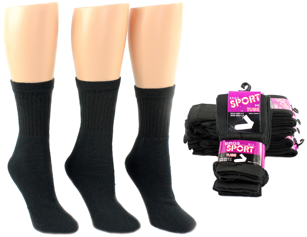 Women's Athletic Tube Socks - Black - Size 9-11