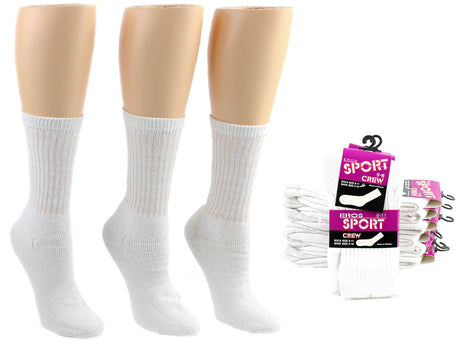 Women's Athletic Crew Socks - White - Size 9-11 