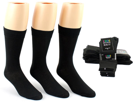 Men's Black Classic Crew Ribbed Dress Socks - Size 10-13