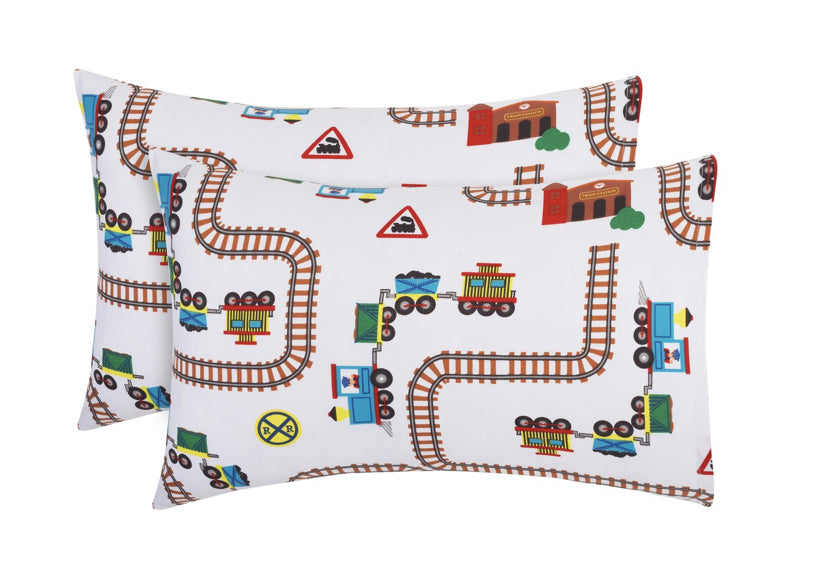 Toddler Travel Pillowcases - Choo Choo Train Print - 2-Pack