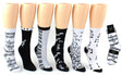 Women's Novelty Crew Socks - Music Prints - Size 9-11
