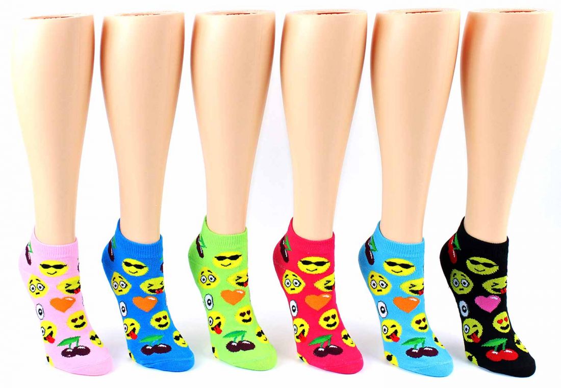 Boy's & Girl's Novelty Crew Socks - Emoji Print - Size 4-6