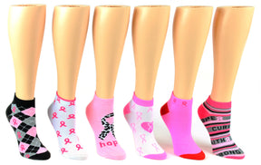 Pink Breast Cancer Awareness Low Cut Socks - Size 9-11