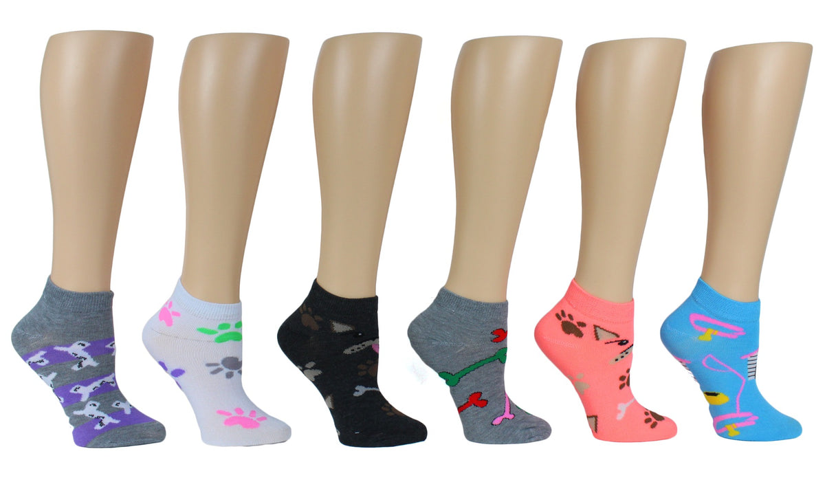 Women's Low Cut Novelty Socks - Bone Print - Size 9-11