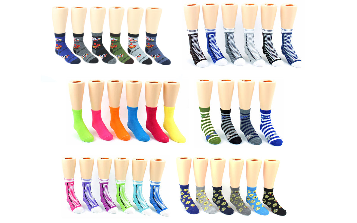 Boy's & Girl's Novelty Crew Socks - Assorted Prints - Size 6-8