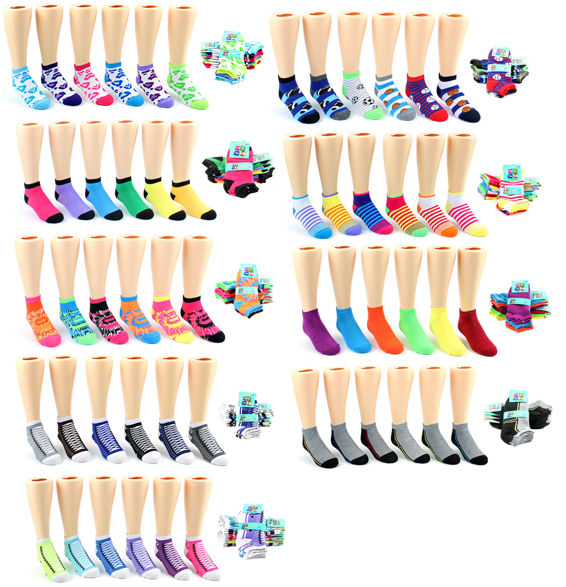 Boy's & Girl's  Toddler Low Cut Novelty Socks - Assorted Prints - Size 2-4