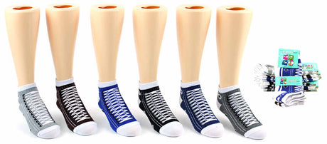 Boy's Low Cut Novelty Socks - Sneaker Print - Size 6-8