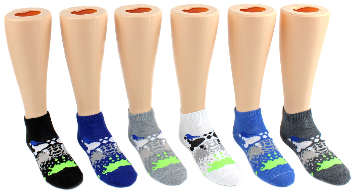 Boy's Low Cut Novelty Socks - Paint Splatter Print - Size 6-8