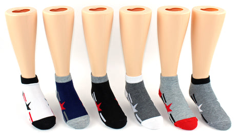 Children's Novelty Low Cut Socks - Star & Stripe Print - Size 6-8