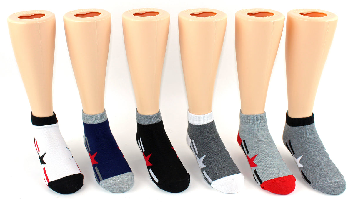 Children's Novelty Low Cut Socks - Star & Stripe Print - Size 6-8