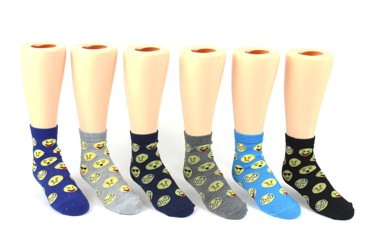 Kid's Novelty Crew Socks - Emoji Print - Size 6-8