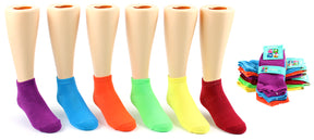 Girl's Low Cut Novelty Socks - Neon Solid Colors - Size 4-6