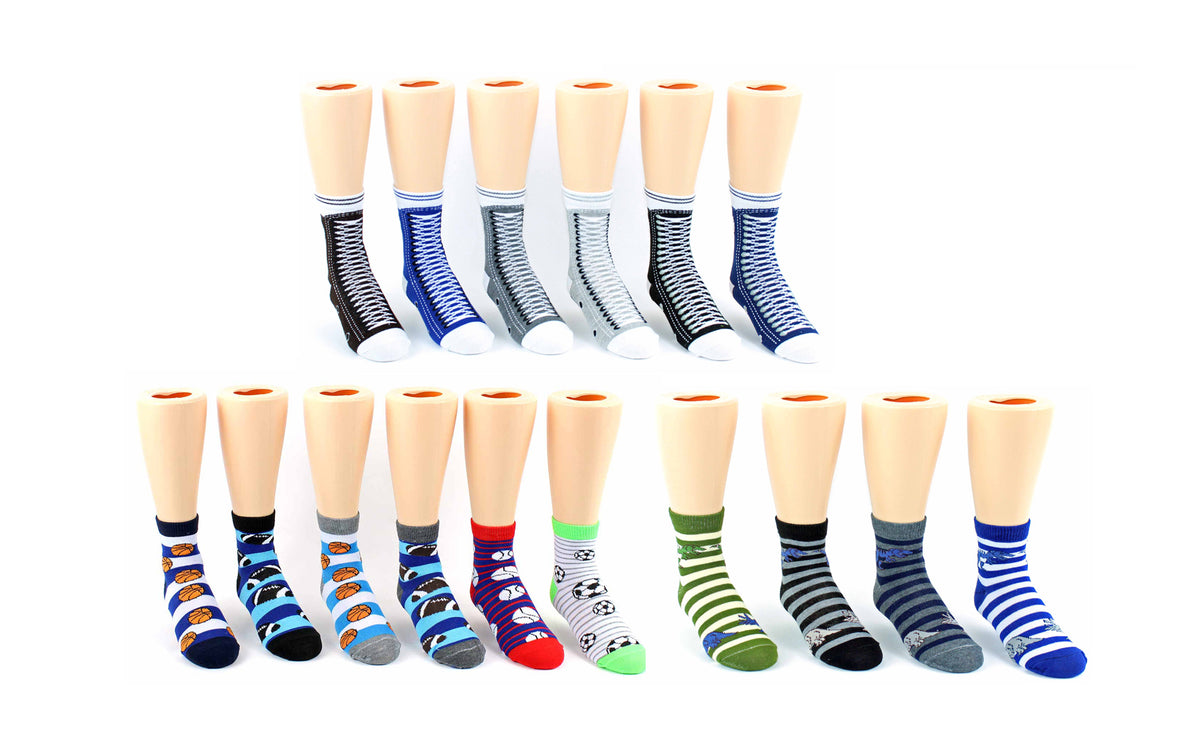 Boy's & Girl's Toddler Novelty Crew Socks - Assorted Prints - Size 2-4