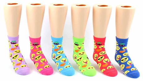 Toddler's Novelty Crew Socks - Emoji Print - Size 2-4
