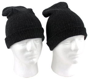 Adult Merino Wool Blend Winter Hats - Black