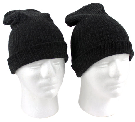 Adult Merino Wool Blend Winter Hats - Black
