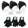 Adult Cuffed Knit Hats and Magic Gloves Combo Packs