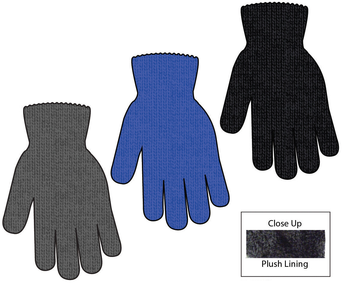 Boy's & Girl's Winter Knit Gloves w/ Plush Lining